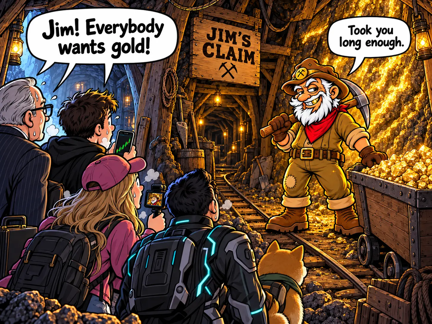 After forty years of mining, Old Jim watches the world return in search of gold